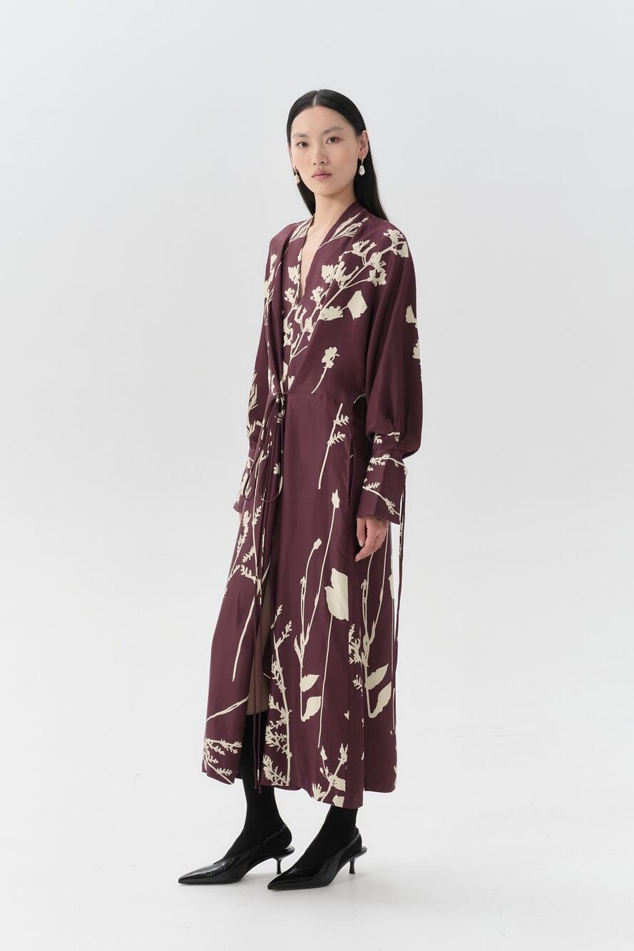 Eiko Ai GOBI KIMONO Dress in AUBERGINE S/M